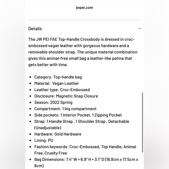 JW PEI CREAM CROC CROSSBODY FLAP BAG Top Handle - Picture 12 of 14